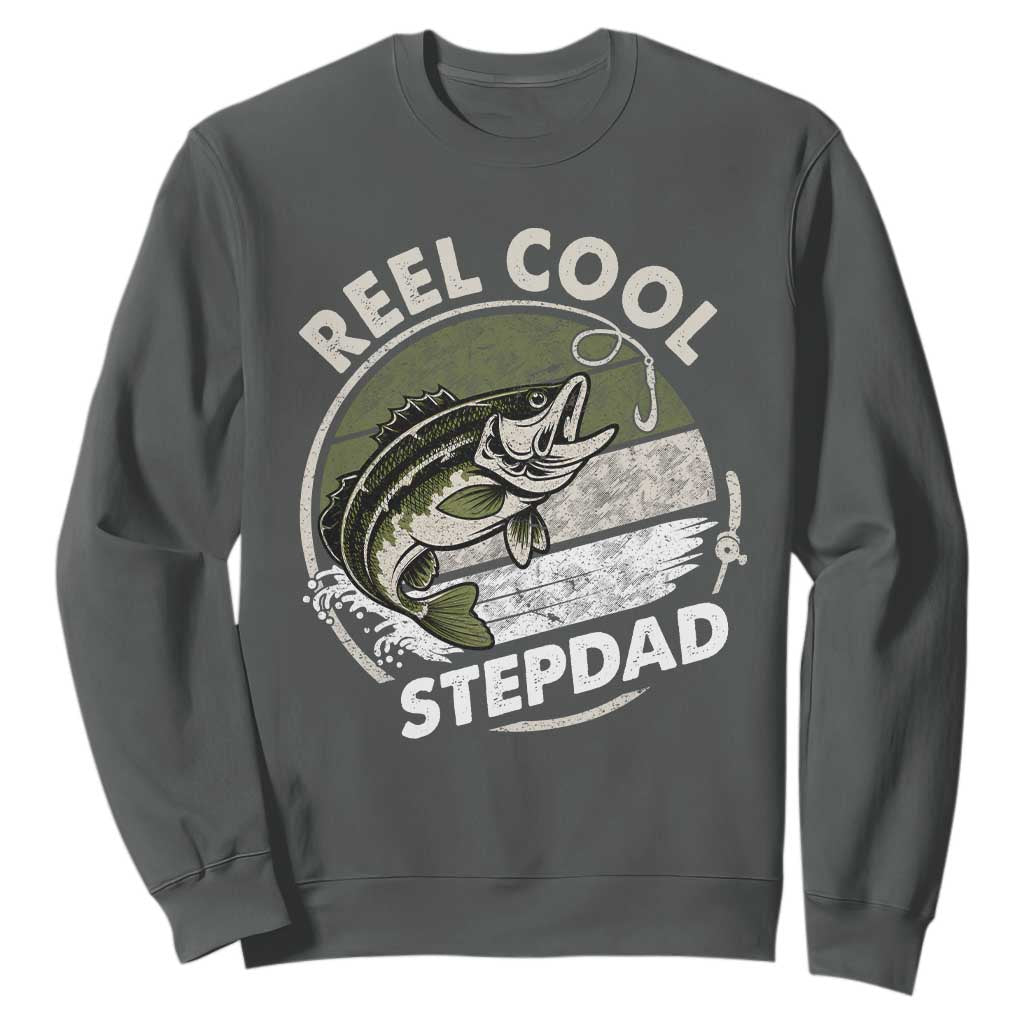 Reel Cool Stepdad Sweatshirt Fathers Day Gift for Fisherman Bonus Dad TS10 Dark Heather Print Your Wear