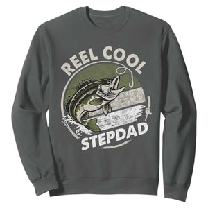 Reel Cool Stepdad Sweatshirt Fathers Day Gift for Fisherman Bonus Dad TS10 Dark Heather Print Your Wear