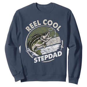 Reel Cool Stepdad Sweatshirt Fathers Day Gift for Fisherman Bonus Dad TS10 Navy Print Your Wear
