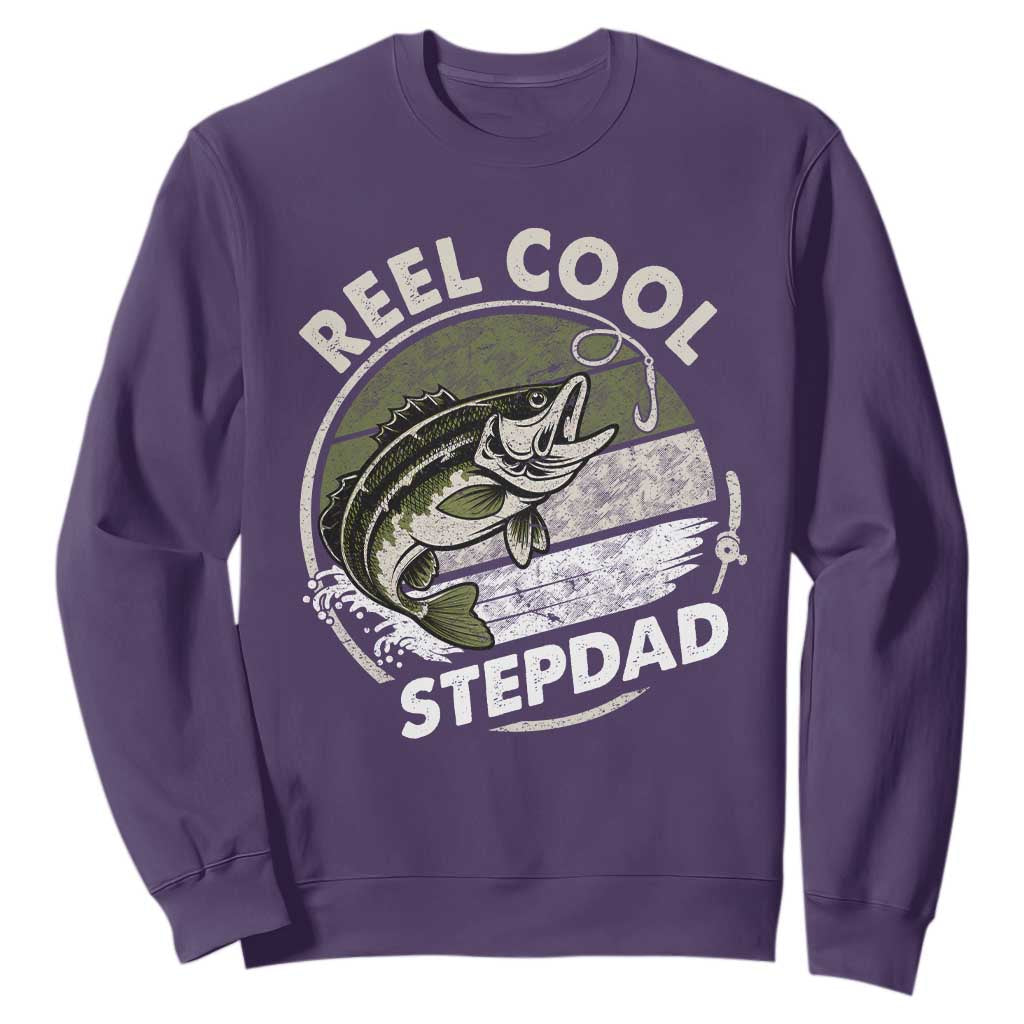 Reel Cool Stepdad Sweatshirt Fathers Day Gift for Fisherman Bonus Dad TS10 Purple Print Your Wear