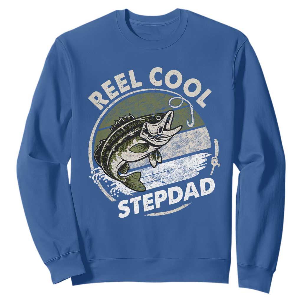 Reel Cool Stepdad Sweatshirt Fathers Day Gift for Fisherman Bonus Dad TS10 Royal Blue Print Your Wear