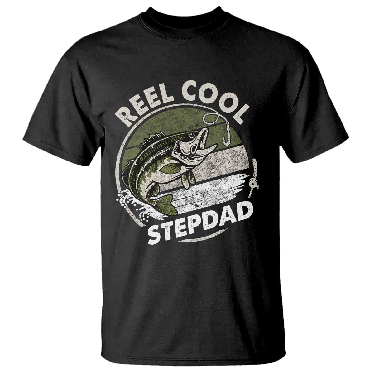 Reel Cool Stepdad T Shirt Fathers Day Gift for Fisherman Bonus Dad TS10 Black Print Your Wear