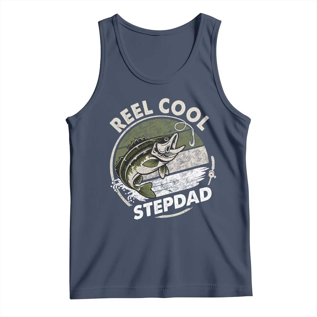 Reel Cool Stepdad Tank Top Fathers Day Gift for Fisherman Bonus Dad TS10 Navy Print Your Wear