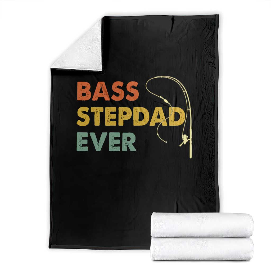 Fishing Bonus Dad Throw Blanket Retro Bass Stepdad Ever Fathers Day Fisherman TS10 Black Print Your Wear