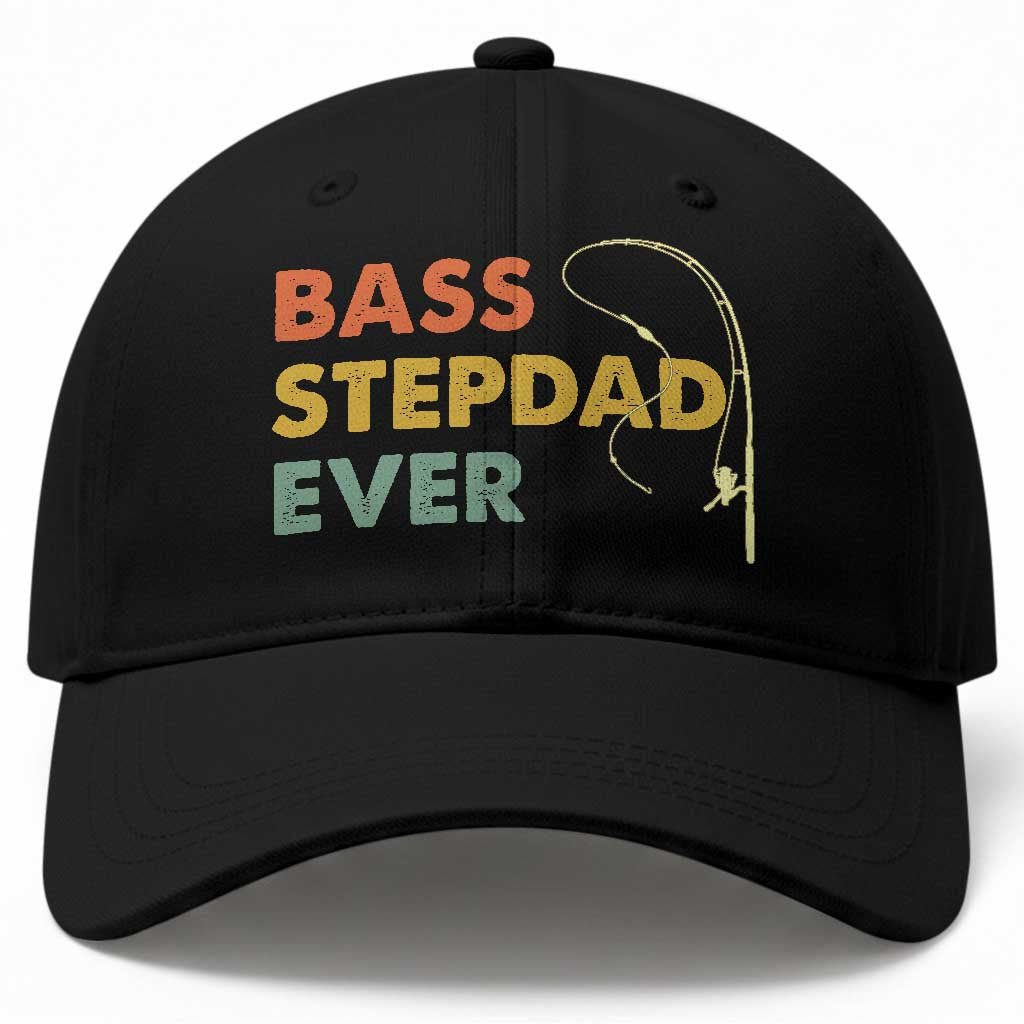 Fishing Bonus Dad Baseball Cap Retro Bass Stepdad Ever Fathers Day Fisherman TS10 Print Your Wear