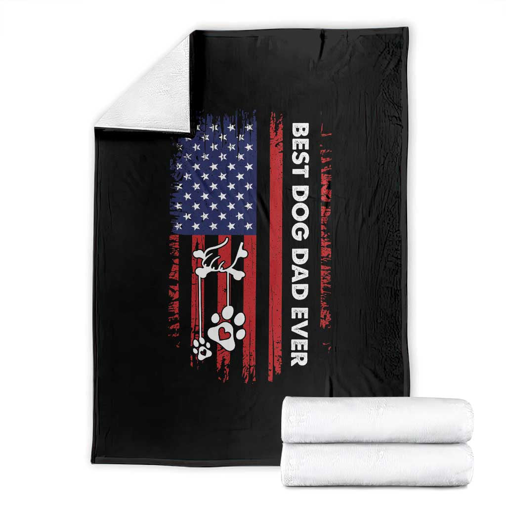 Best Dog Dad Ever Throw Blanket Fathers Day Gift From Dog USA Flag Puppy Lover Paw TS10 Black Print Your Wear