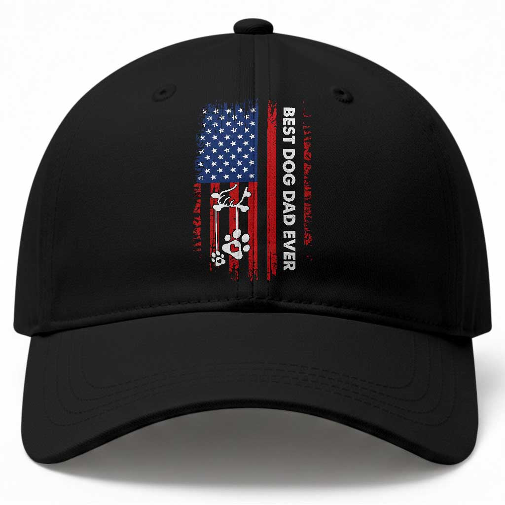 Best Dog Dad Ever Baseball Cap Fathers Day Gift From Dog USA Flag Puppy Lover Paw TS10 Print Your Wear
