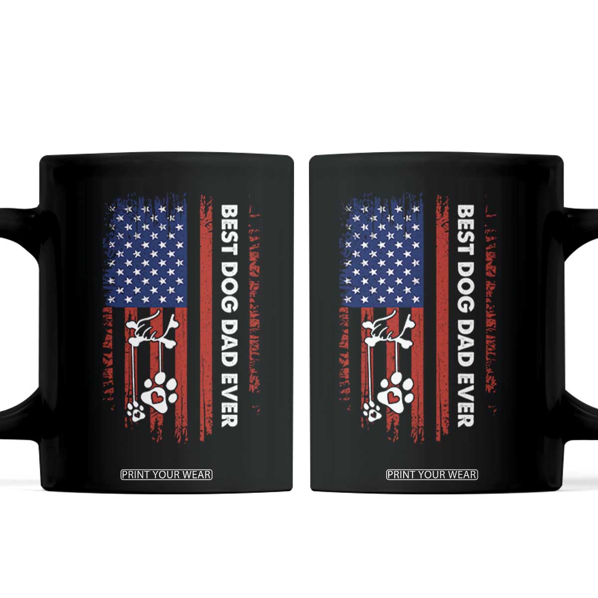 Best Dog Dad Ever Coffee Mug Fathers Day Gift From Dog USA Flag Puppy Lover Paw TS10 Black Print Your Wear