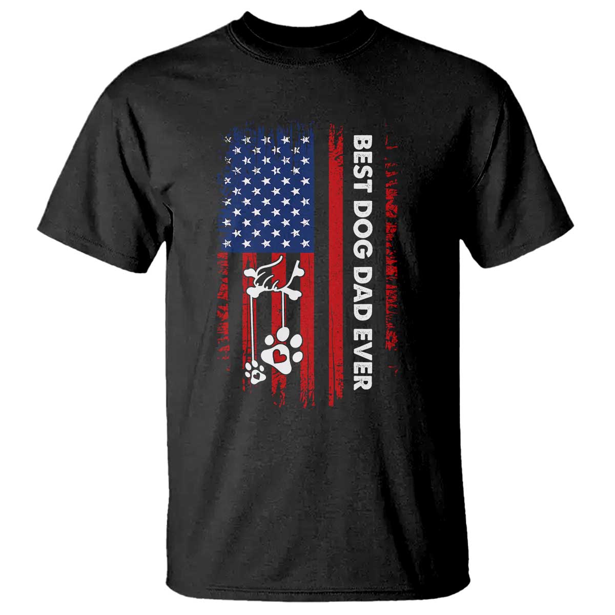 Best Dog Dad Ever T Shirt Fathers Day Gift From Dog USA Flag Puppy Lover Paw TS10 Black Print Your Wear