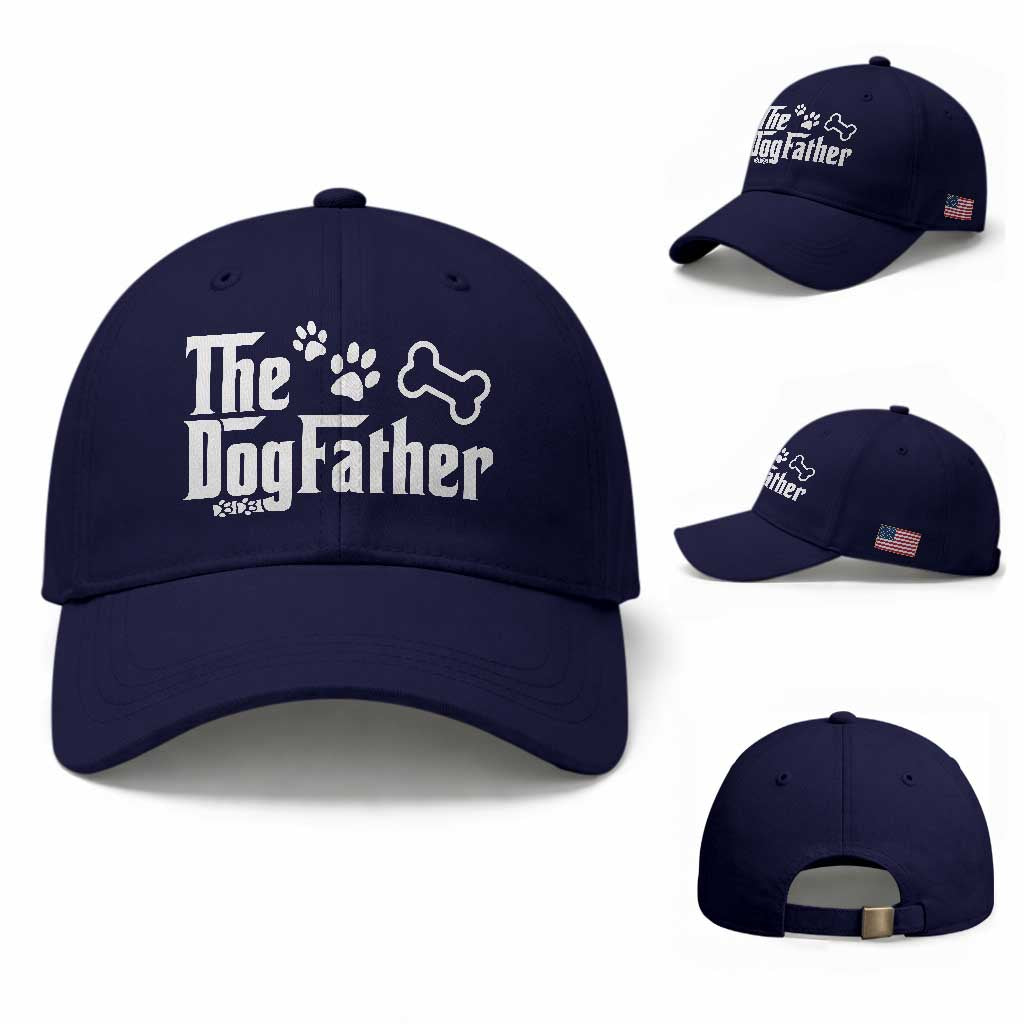 Dog Dad Baseball Cap The Dogfather Fathers Day Gift For Dog Lovers TS10 Baseball Cap Universal Fit Dark Blue Print Your Wear
