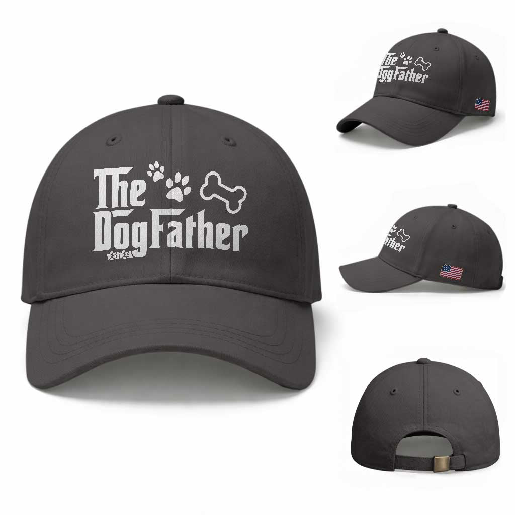 Dog Dad Baseball Cap The Dogfather Fathers Day Gift For Dog Lovers TS10 Baseball Cap Universal Fit Dark Gray Print Your Wear