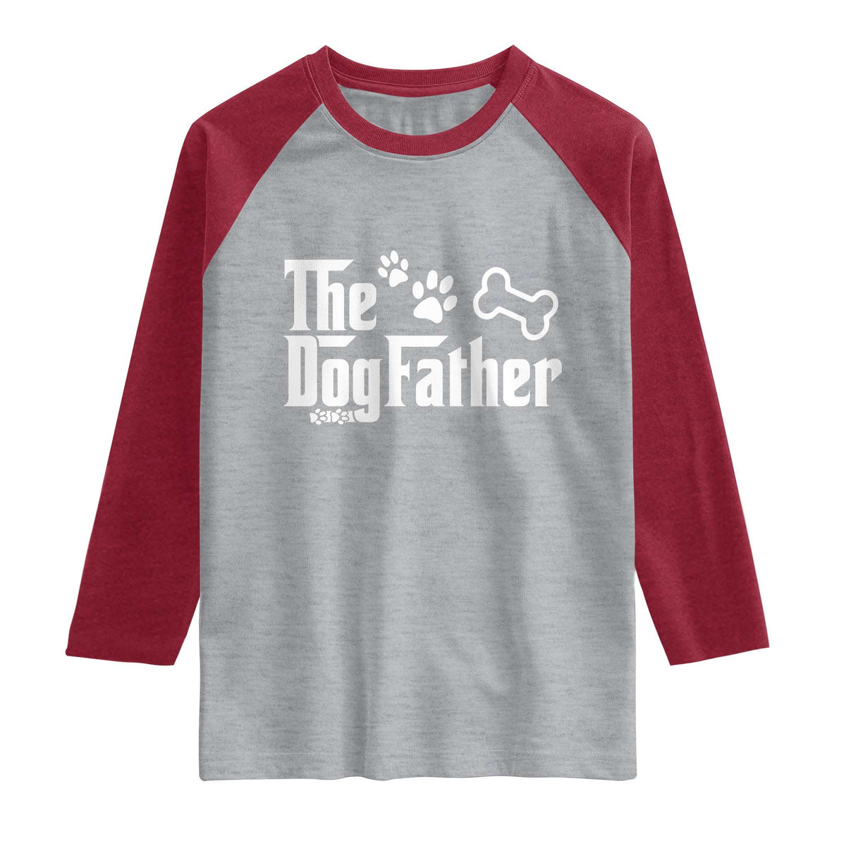 Dog Dad Raglan Shirt The Dogfather Fathers Day Gift For Dog Lovers TS10 Heather Gray Heather Red Print Your Wear