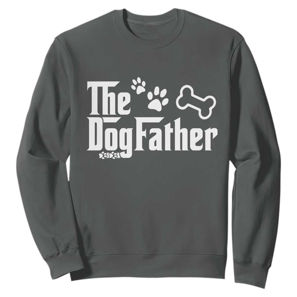 Dog Dad Sweatshirt The Dogfather Fathers Day Gift For Dog Lovers TS10 Dark Heather Print Your Wear