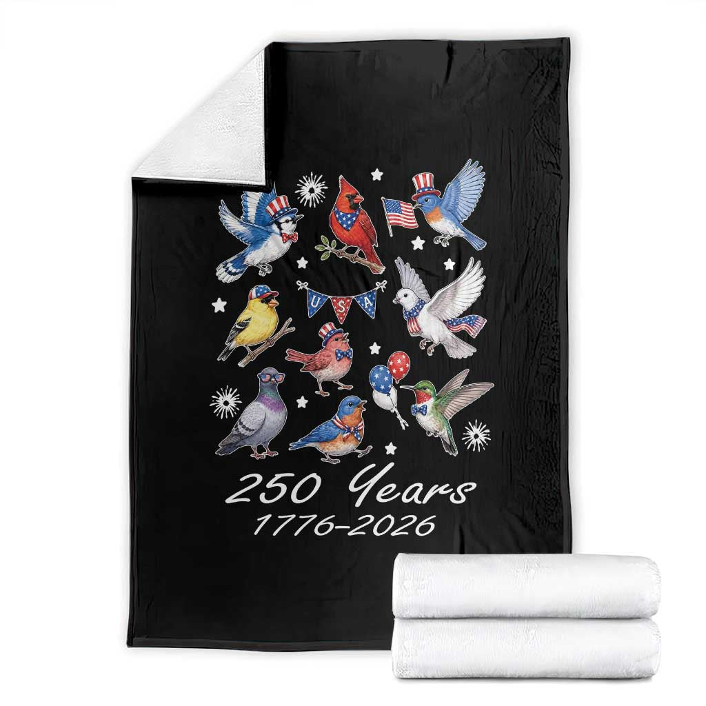 USA 250th Anniversary Bird Throw Blanket Patriotic American Birds Independence Day Birdwatchers Birders TS10 Black Print Your Wear