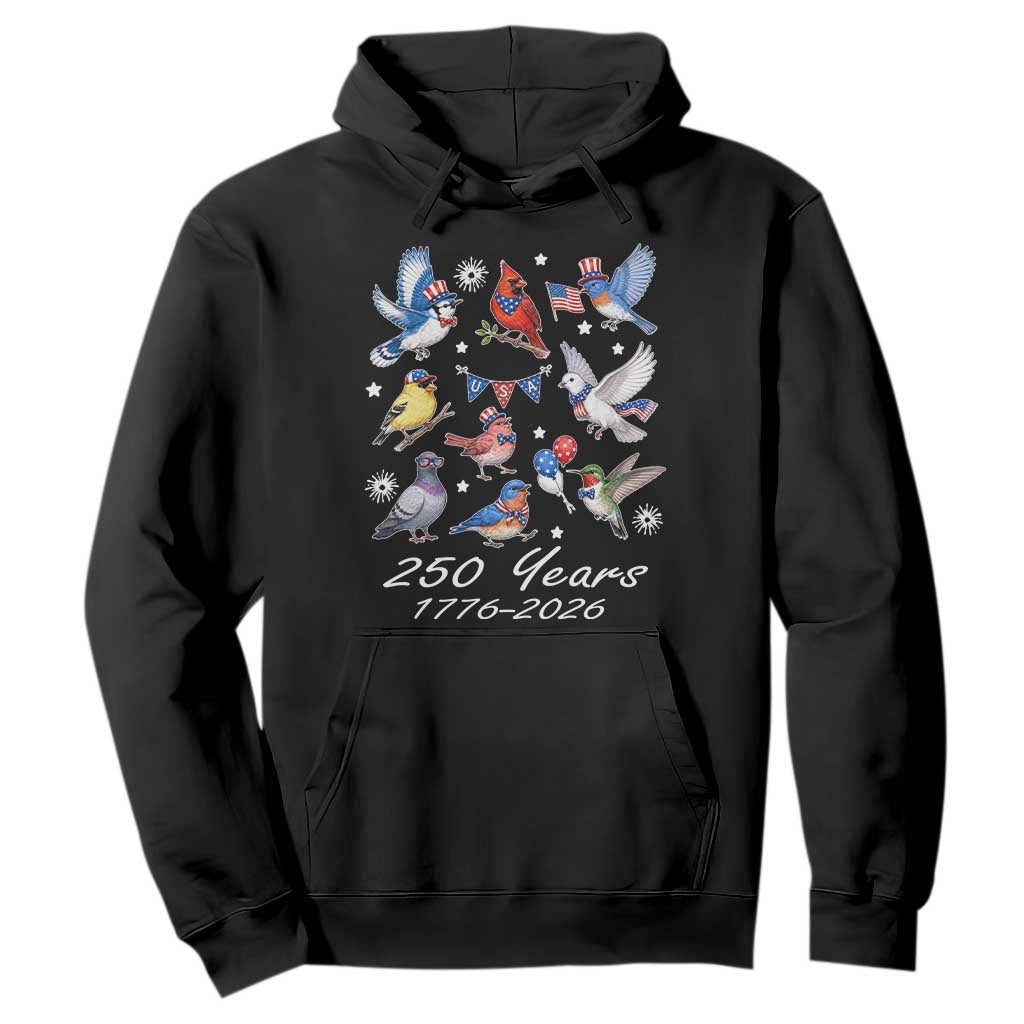 USA 250th Anniversary Bird Hoodie Patriotic American Birds Independence Day Birdwatchers Birders TS10 Black Print Your Wear