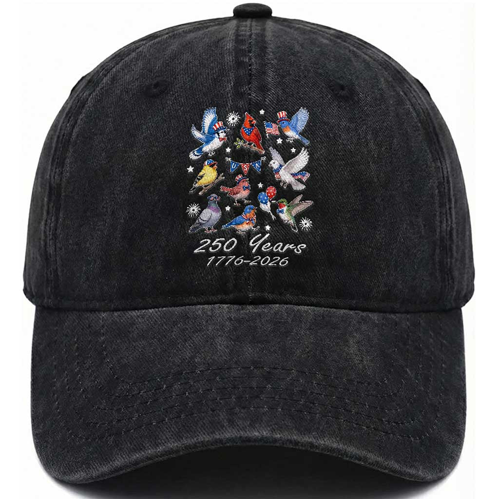USA 250th Anniversary Bird Washed Cotton Baseball Cap Patriotic American Birds Independence Day Birdwatchers Birders TS10 Print Your Wear