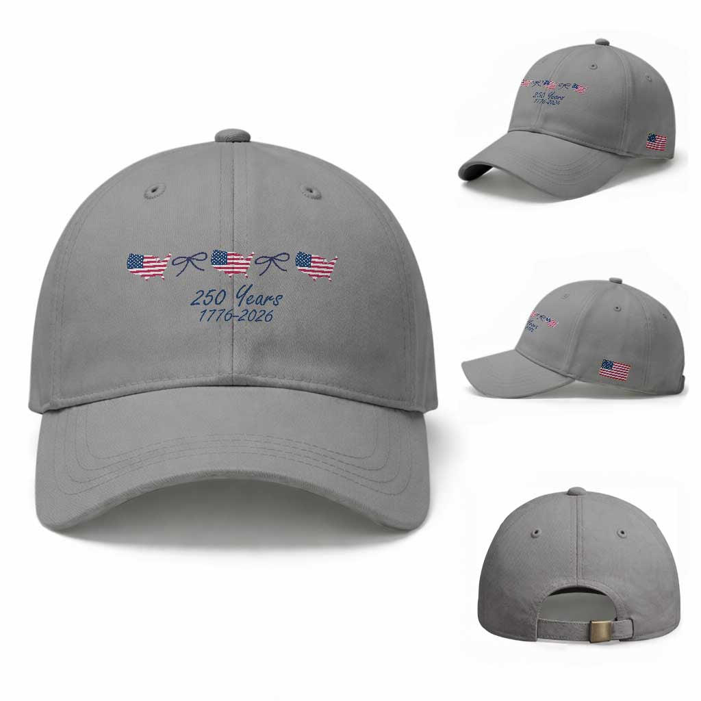 250th Anniversary USA Baseball Cap American Flag Dainty Bow 4th of July TS10 Baseball Cap Universal Fit Sport Gray Print Your Wear