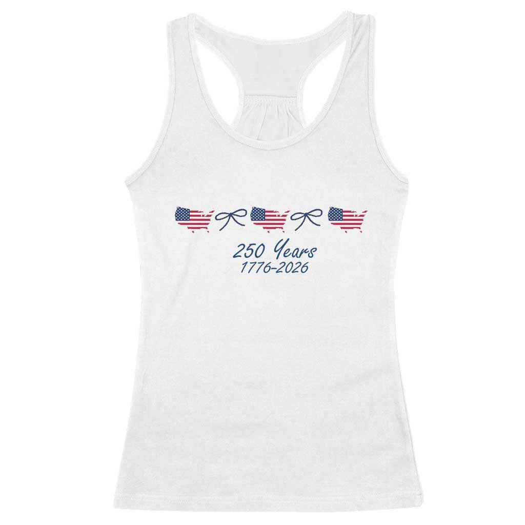 250th Anniversary USA Racerback Tank Top American Flag Dainty Bow 4th of July TS10 White Print Your Wear