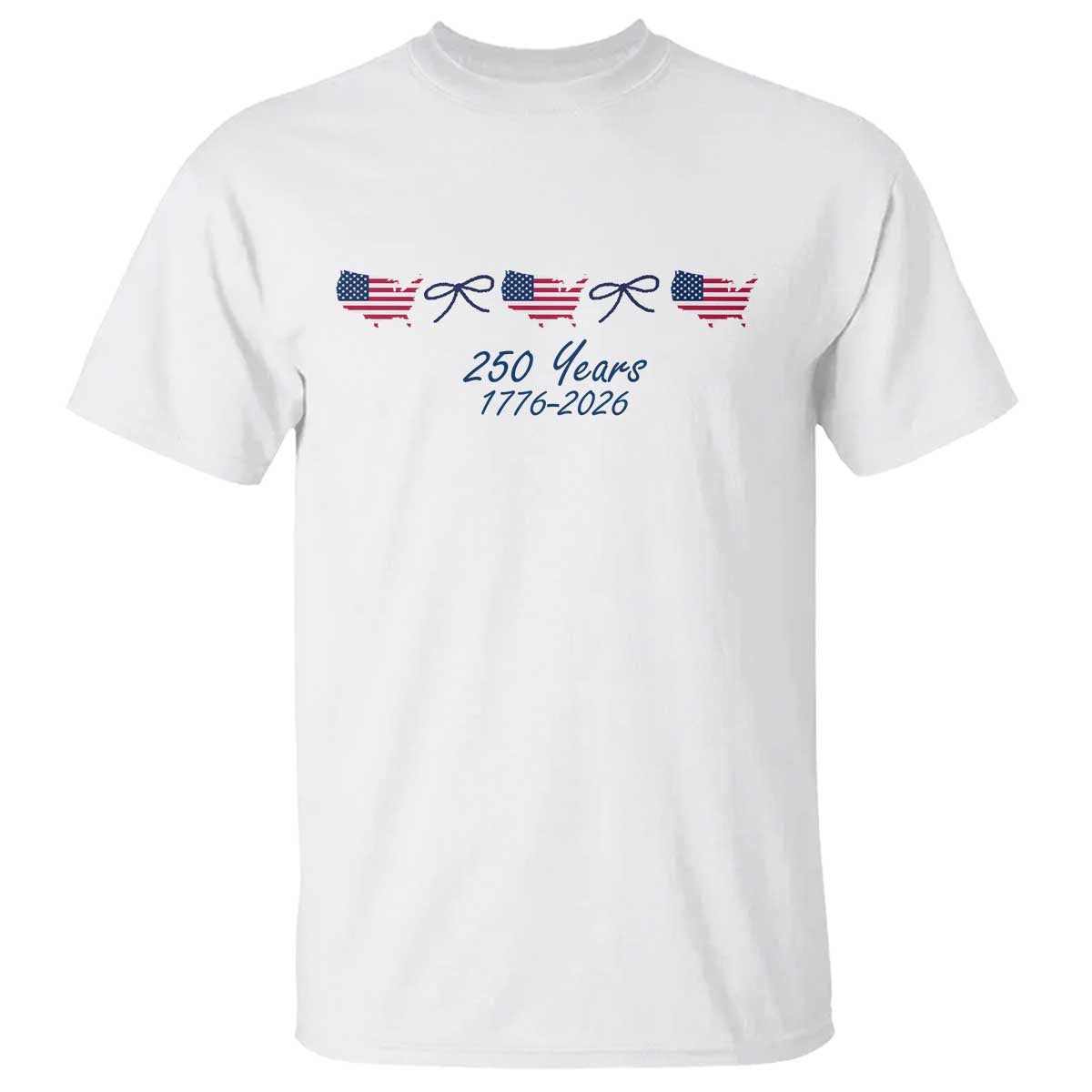 250th Anniversary USA T Shirt American Flag Dainty Bow 4th of July TS10 White Print Your Wear