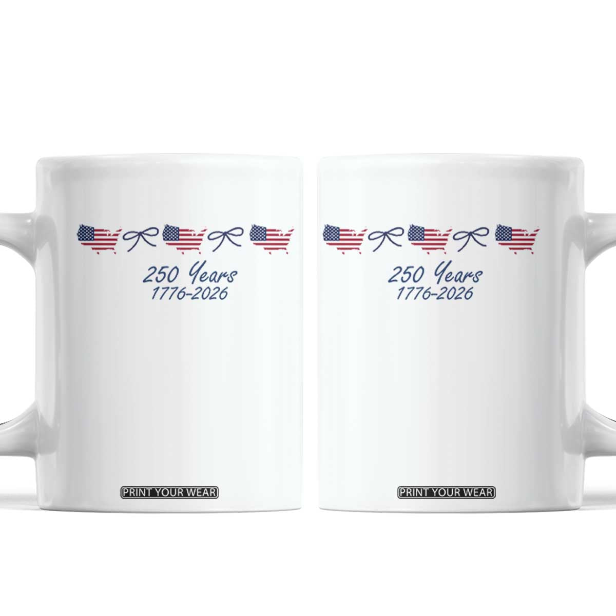 250th Anniversary USA Coffee Mug American Flag Dainty Bow 4th of July TS10 White Print Your Wear