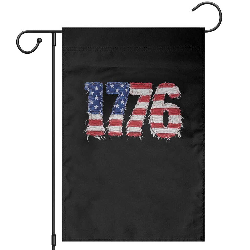 Distressed Faux Patchwork 1776 USA Flag Garden Flag Vintage Effect Printing Patriotic Graphic 4th Of July Independence Day TS10 Black Print Your Wear