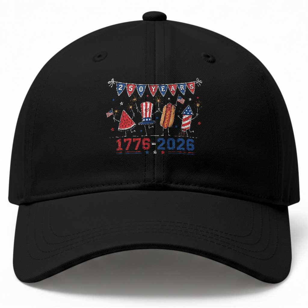 250 Years American 1776 2026 Baseball Cap Patriotic Watermelon Hotdog Firework 250th 4th July Independence Day TS10 Print Your Wear