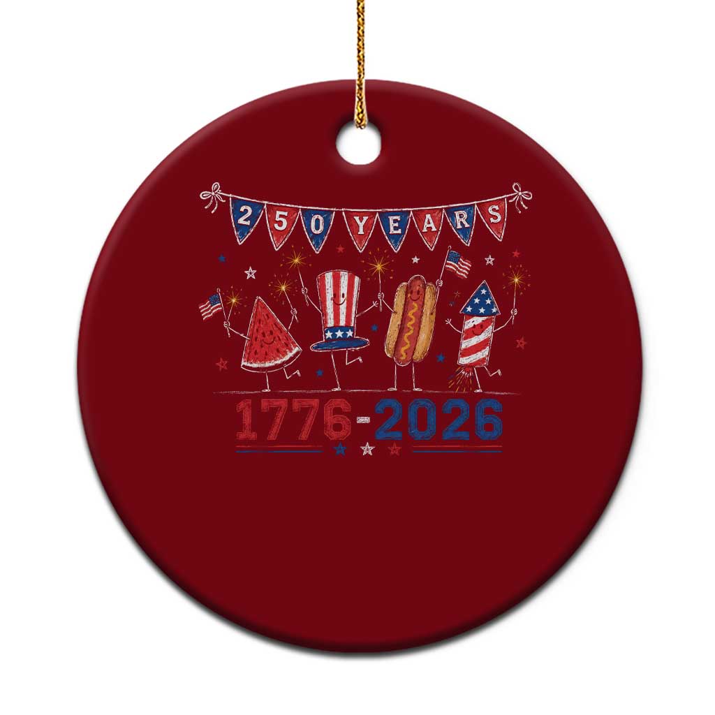 250 Years American 1776 2026 Ceramic Ornament Patriotic Watermelon Hotdog Firework 250th 4th July Independence Day TS10 1pc Red Print Your Wear