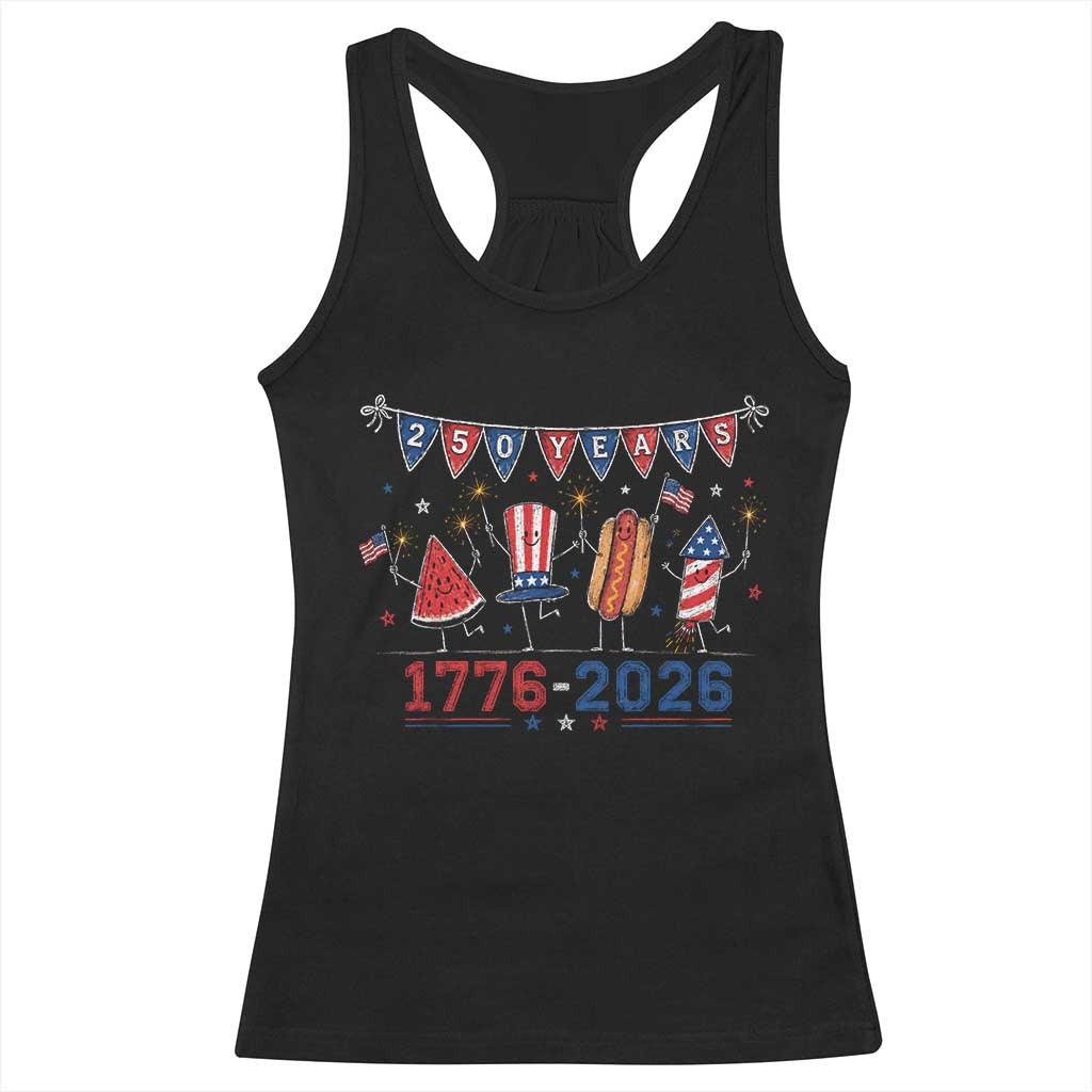 250 Years American 1776 2026 Racerback Tank Top Patriotic Watermelon Hotdog Firework 250th 4th July Independence Day TS10 Black Print Your Wear