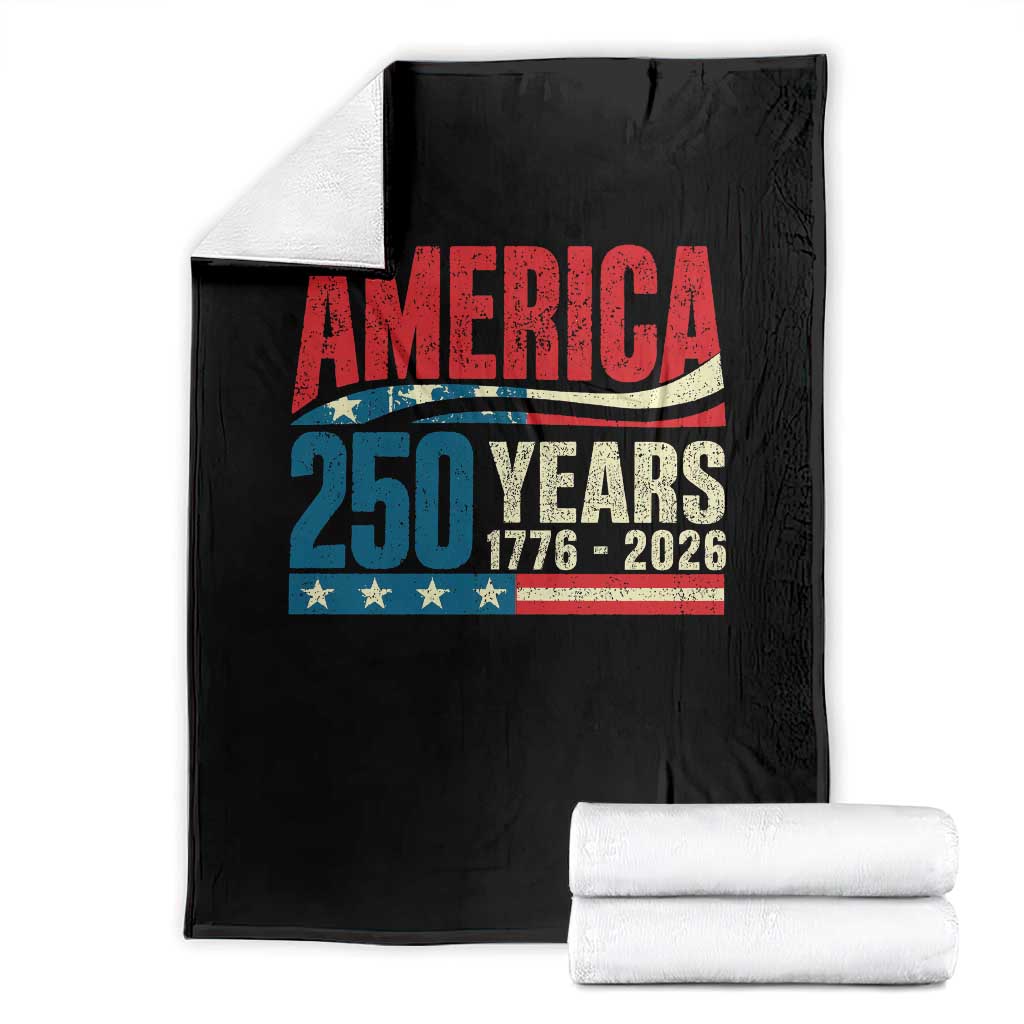 250th Anniversary USA Throw Blanket Retro 250 Years American 1776 2026 US Flag TS10 Black Print Your Wear