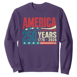 250th Anniversary USA Sweatshirt Retro 250 Years American 1776 2026 US Flag TS10 Purple Print Your Wear