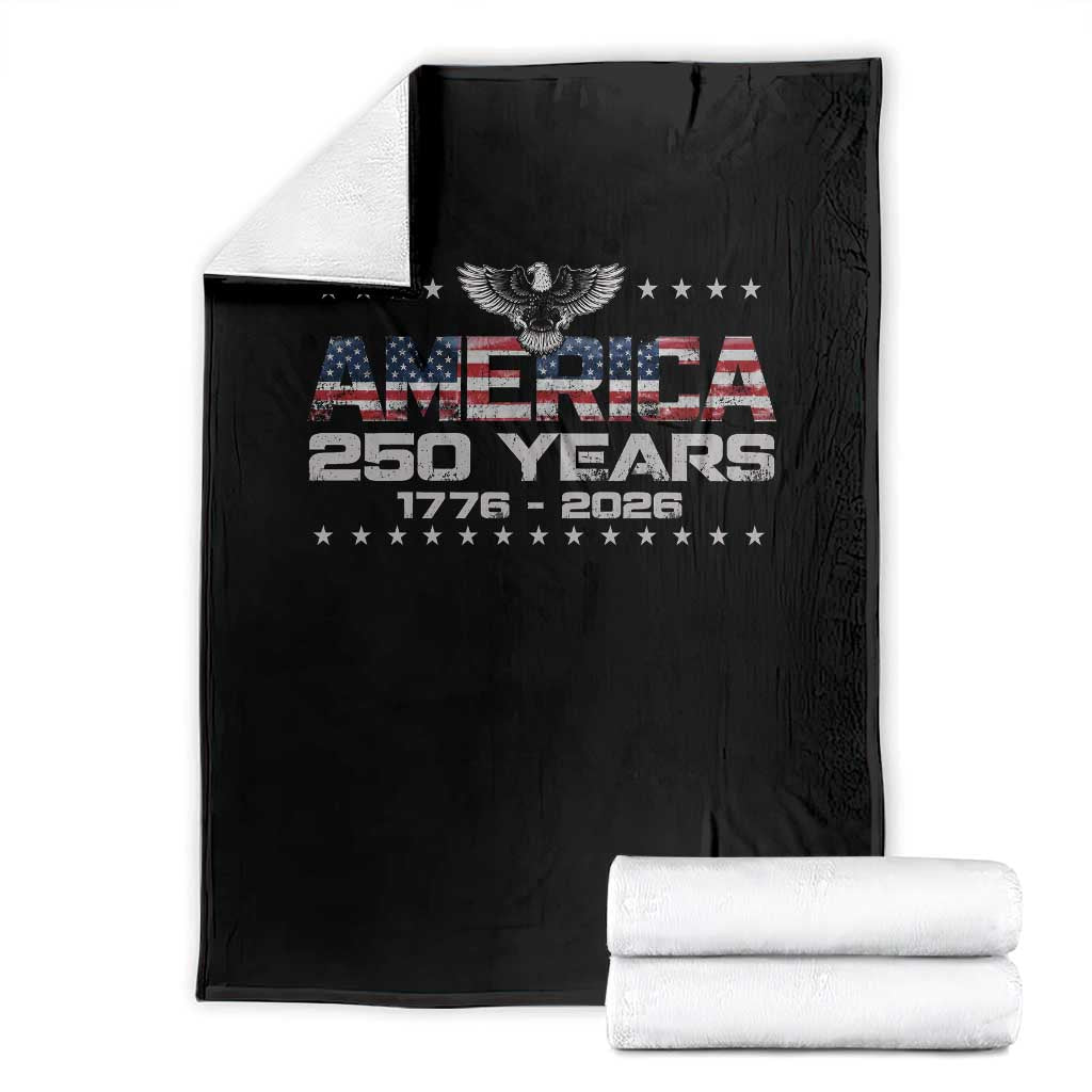 250th Anniversary USA Throw Blanket Vintage Eagle 250 Years American 1776 2026 US Flag TS10 Black Print Your Wear