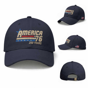 250th Anniversary USA Baseball Cap America Retro 250 Years 1776 2026 TS10 Baseball Cap Universal Fit Navy Print Your Wear