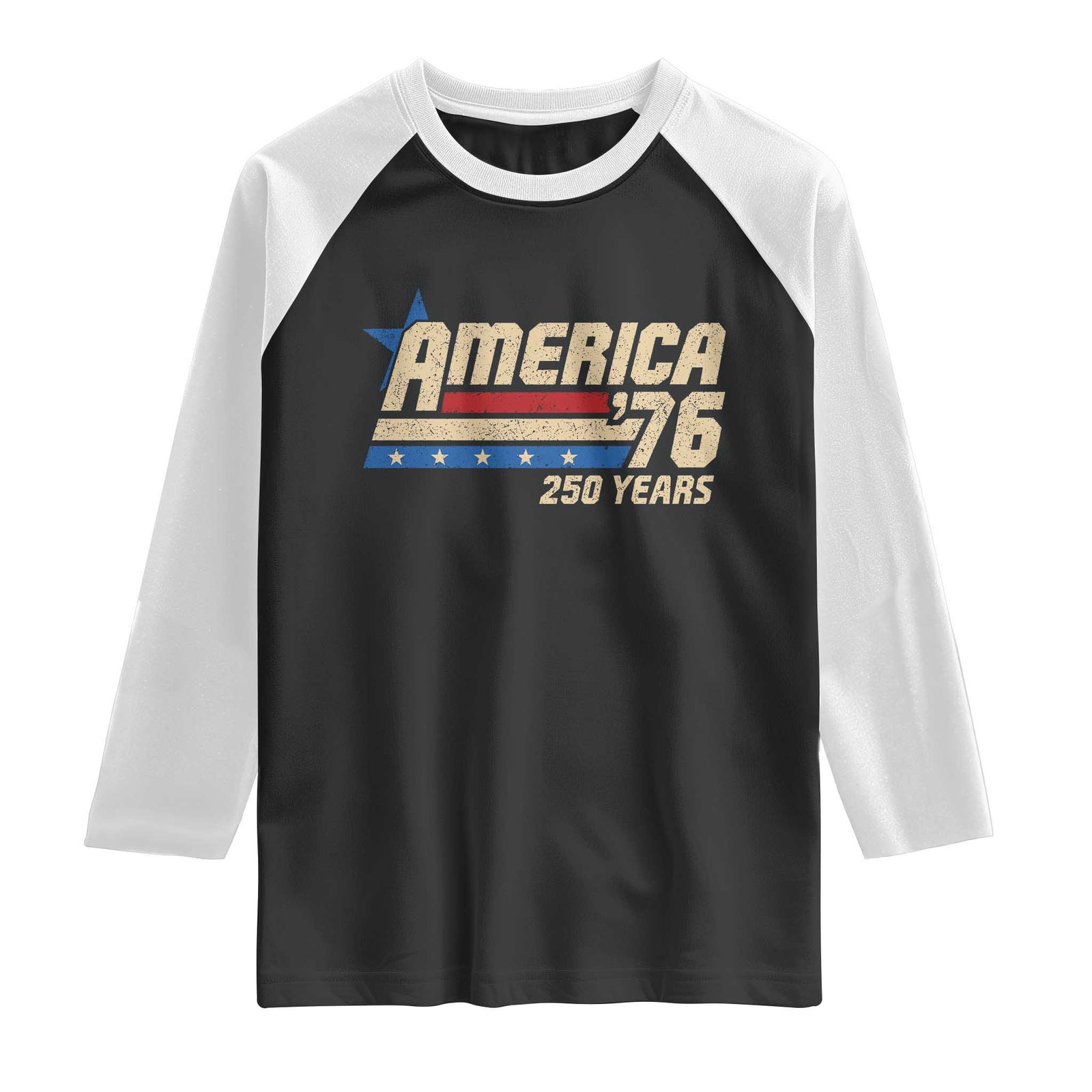 250th Anniversary USA Raglan Shirt America Retro 250 Years 1776 2026 TS10 Black White Print Your Wear