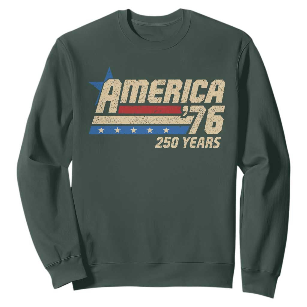 250th Anniversary USA Sweatshirt America Retro 250 Years 1776 2026 TS10 Dark Forest Green Print Your Wear