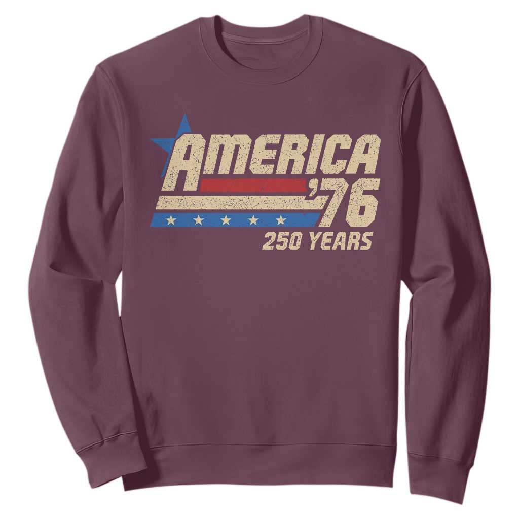 250th Anniversary USA Sweatshirt America Retro 250 Years 1776 2026 TS10 Maroon Print Your Wear