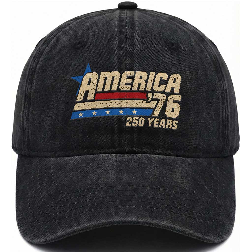 250th Anniversary USA Washed Cotton Baseball Cap America Retro 250 Years 1776 2026 TS10 Print Your Wear