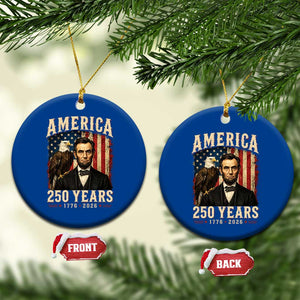 America 250 Years Abraham Lincoln Ceramic Ornament Retro Eagle 250th Anniversary USA Flag 1776 2026 TS10 1pc Blue Print Your Wear