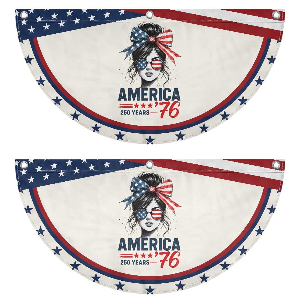 America 250 Years Patriotic Fan Flag 250th Anniversary USA Girl Messy Bun 1776 2026 TS10 2pcs pack Classic Beige Print Your Wear