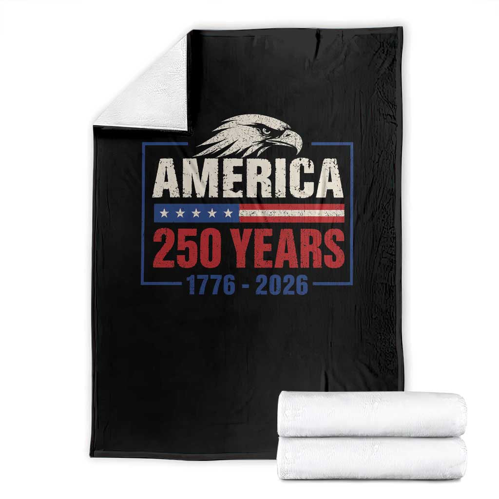 250 Anniversary USA Throw Blanket Retro Eagle 250 Years Of Freedom 1776 2026 TS10 Black Print Your Wear