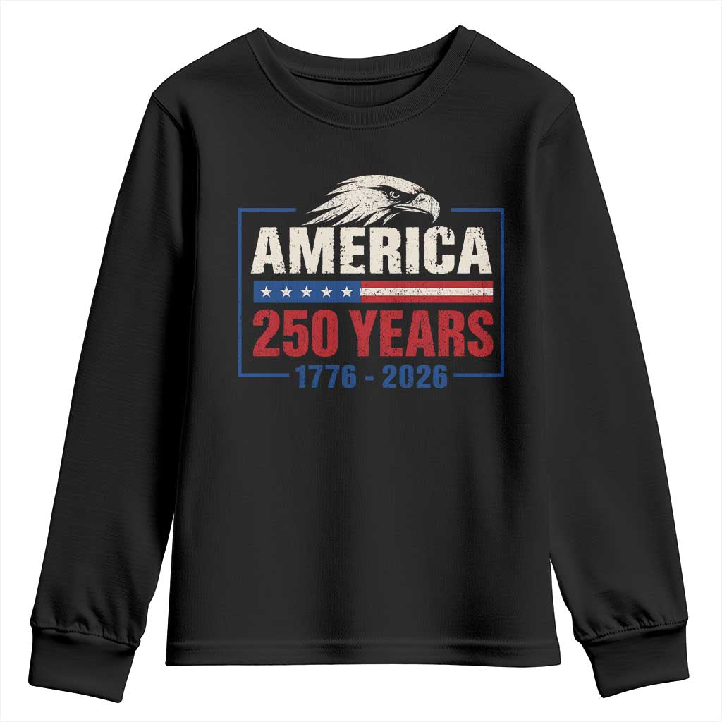 250 Anniversary USA Youth Sweatshirt Retro Eagle 250 Years Of Freedom 1776 2026 TS10 Black Print Your Wear