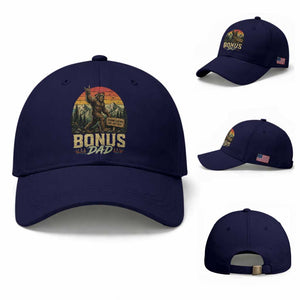 Bigfoot Bonus Dad Baseball Cap Retro Stepdad Fathers Day Gifts TS10 Baseball Cap Universal Fit Dark Blue Print Your Wear