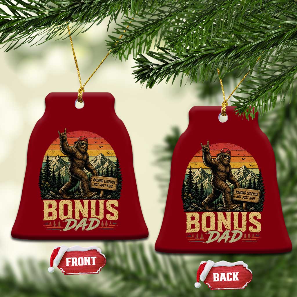 Bigfoot Bonus Dad Ceramic Ornament Retro Stepdad Fathers Day Gifts TS10 Print Your Wear