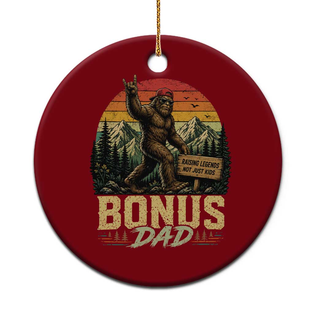 Bigfoot Bonus Dad Ceramic Ornament Retro Stepdad Fathers Day Gifts TS10 1pc Red Print Your Wear