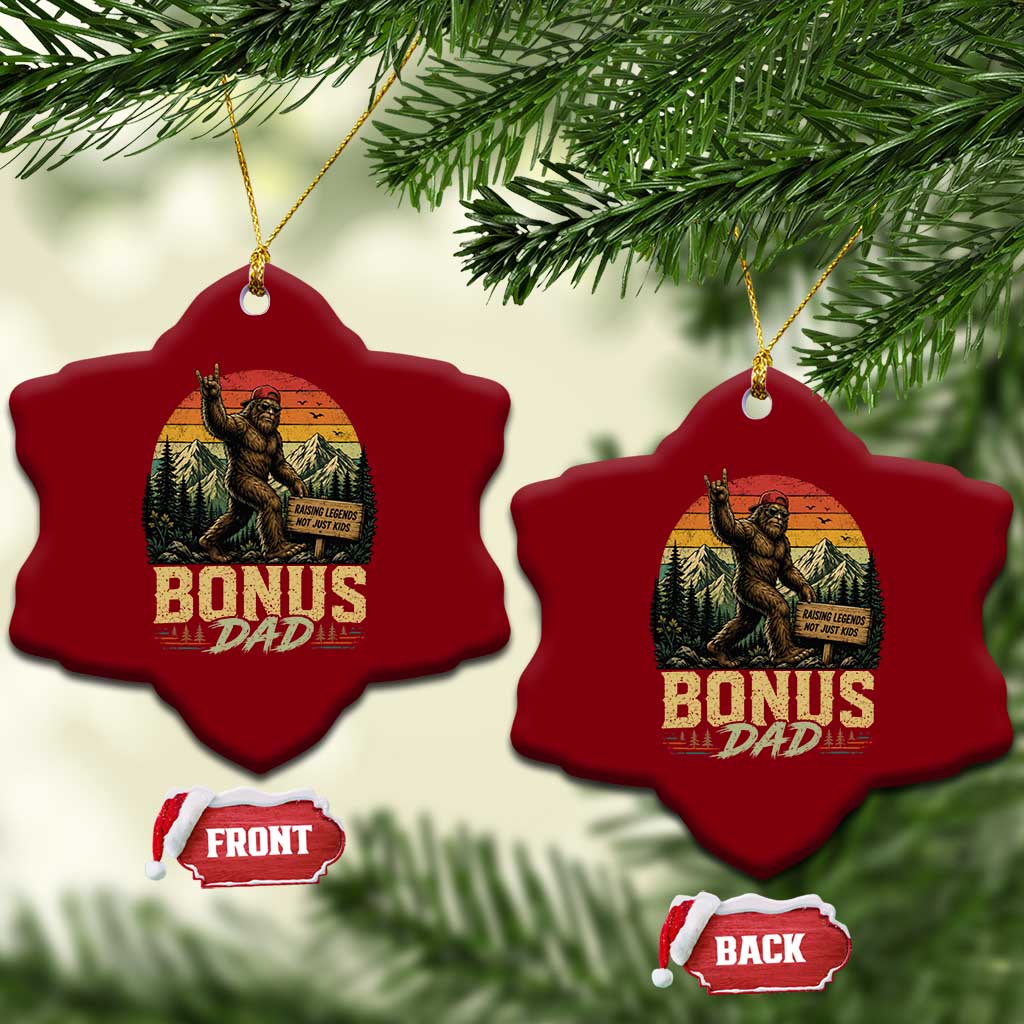 Bigfoot Bonus Dad Ceramic Ornament Retro Stepdad Fathers Day Gifts TS10 Print Your Wear