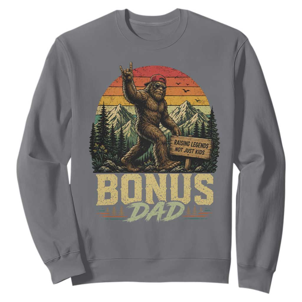 Bigfoot Bonus Dad Sweatshirt Retro Stepdad Fathers Day Gifts TS10 Charcoal Print Your Wear