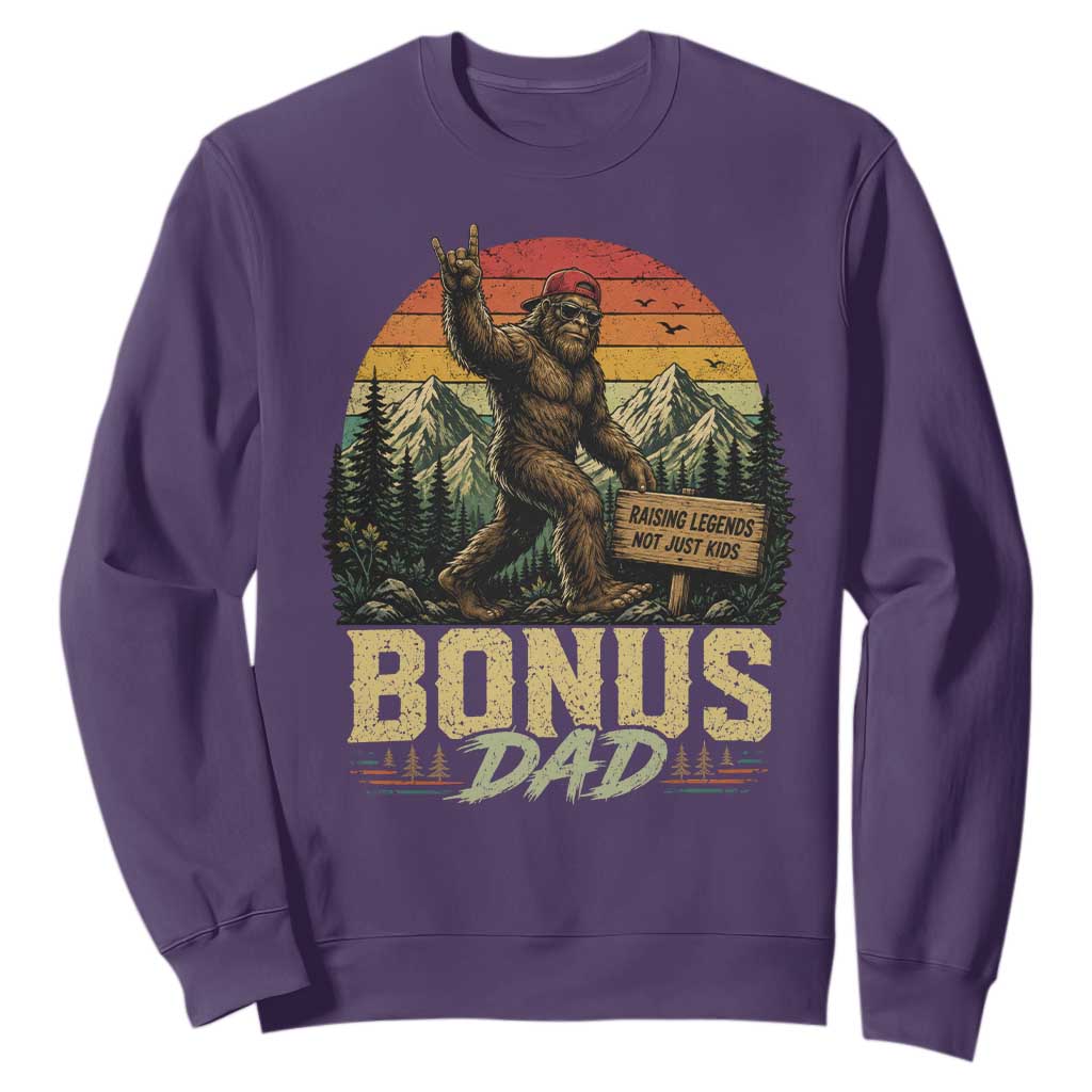 Bigfoot Bonus Dad Sweatshirt Retro Stepdad Fathers Day Gifts TS10 Purple Print Your Wear