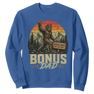 Bigfoot Bonus Dad Sweatshirt Retro Stepdad Fathers Day Gifts TS10 Royal Blue Print Your Wear