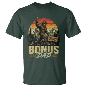 Bigfoot Bonus Dad T Shirt Retro Stepdad Fathers Day Gifts TS10 Dark Forest Green Print Your Wear