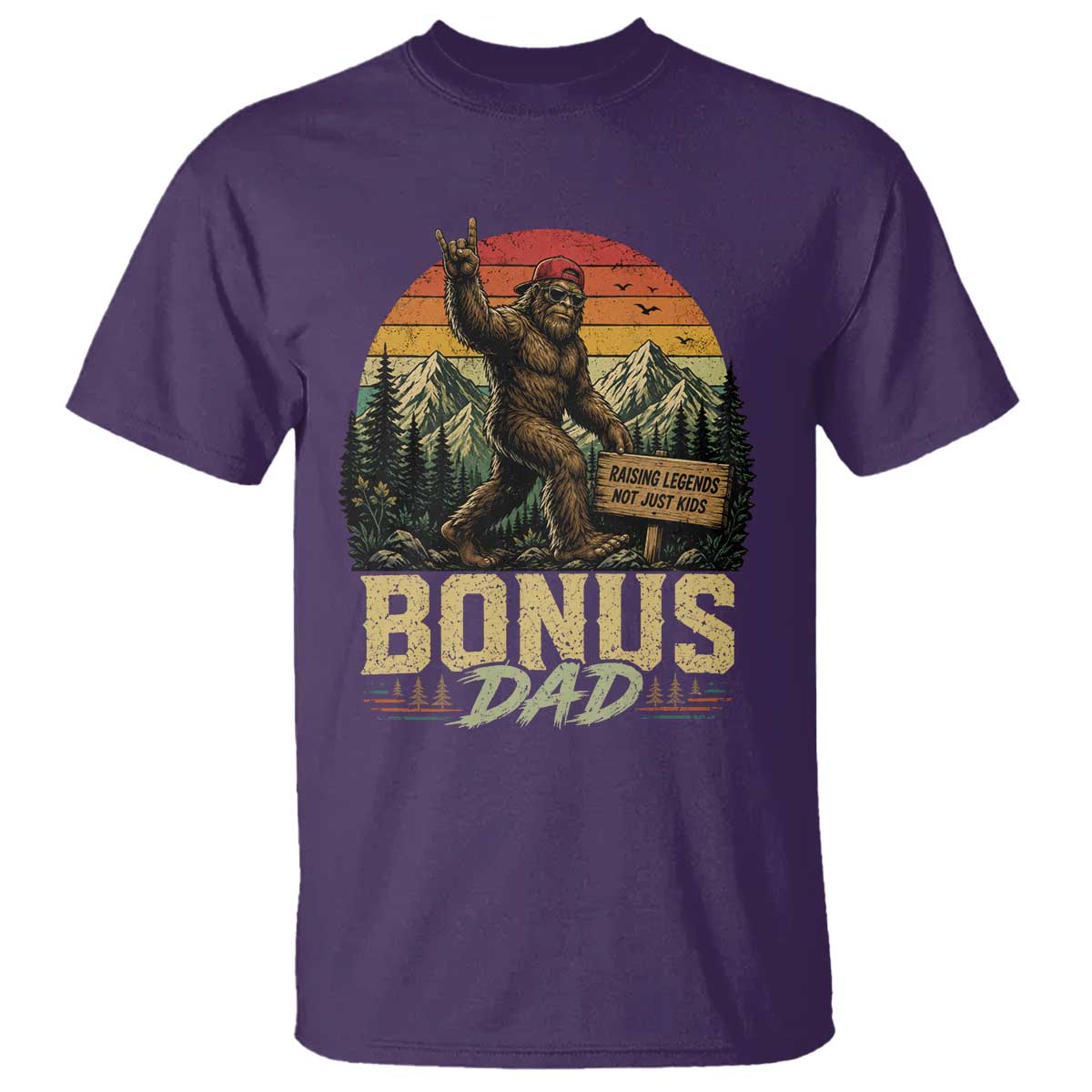 Bigfoot Bonus Dad T Shirt Retro Stepdad Fathers Day Gifts TS10 Purple Print Your Wear