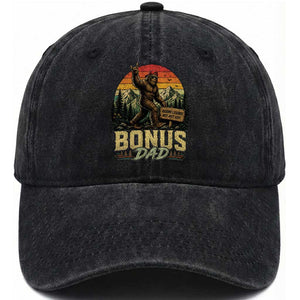 Bigfoot Bonus Dad Washed Cotton Baseball Cap Retro Stepdad Fathers Day Gifts TS10 Print Your Wear